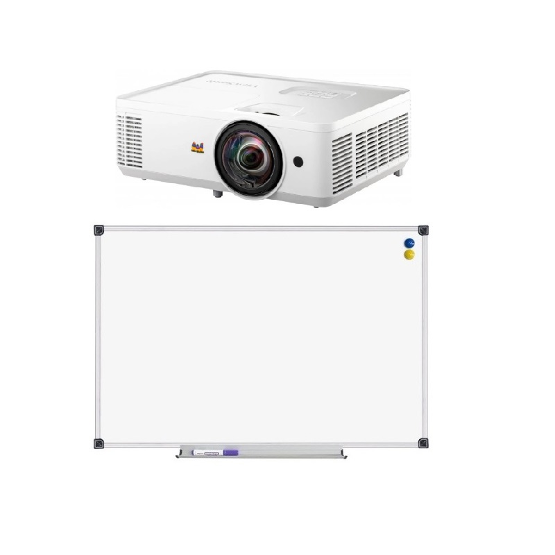 Дошка магнітно-маркерна DoskiBiz 160x120 та короткофокусний проєктор ViewSonic PS502X (VS19344)